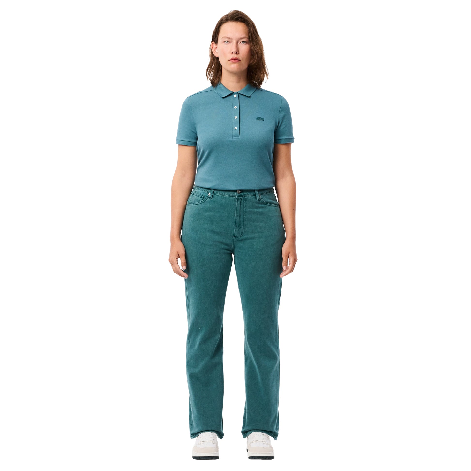Green - Lifestyle - Lacoste Womens-Ladies Natural Dyed Denim Straight Leg Jeans