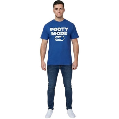 Blue - Side - AWD Mens Footy Mode On T-Shirt