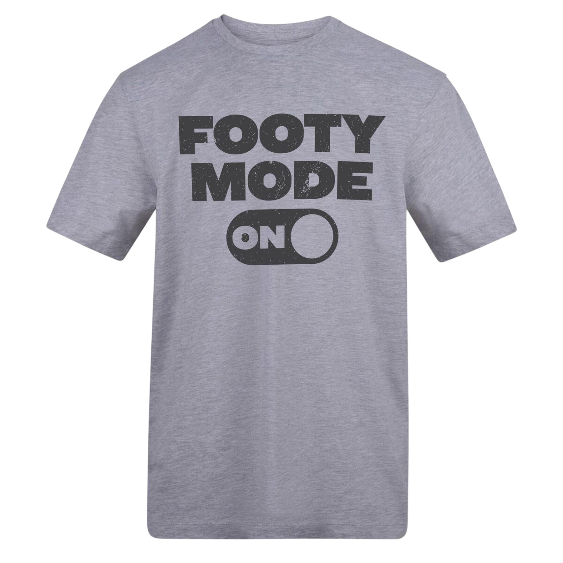 Grey - Front - AWD Mens Footy Mode On T-Shirt
