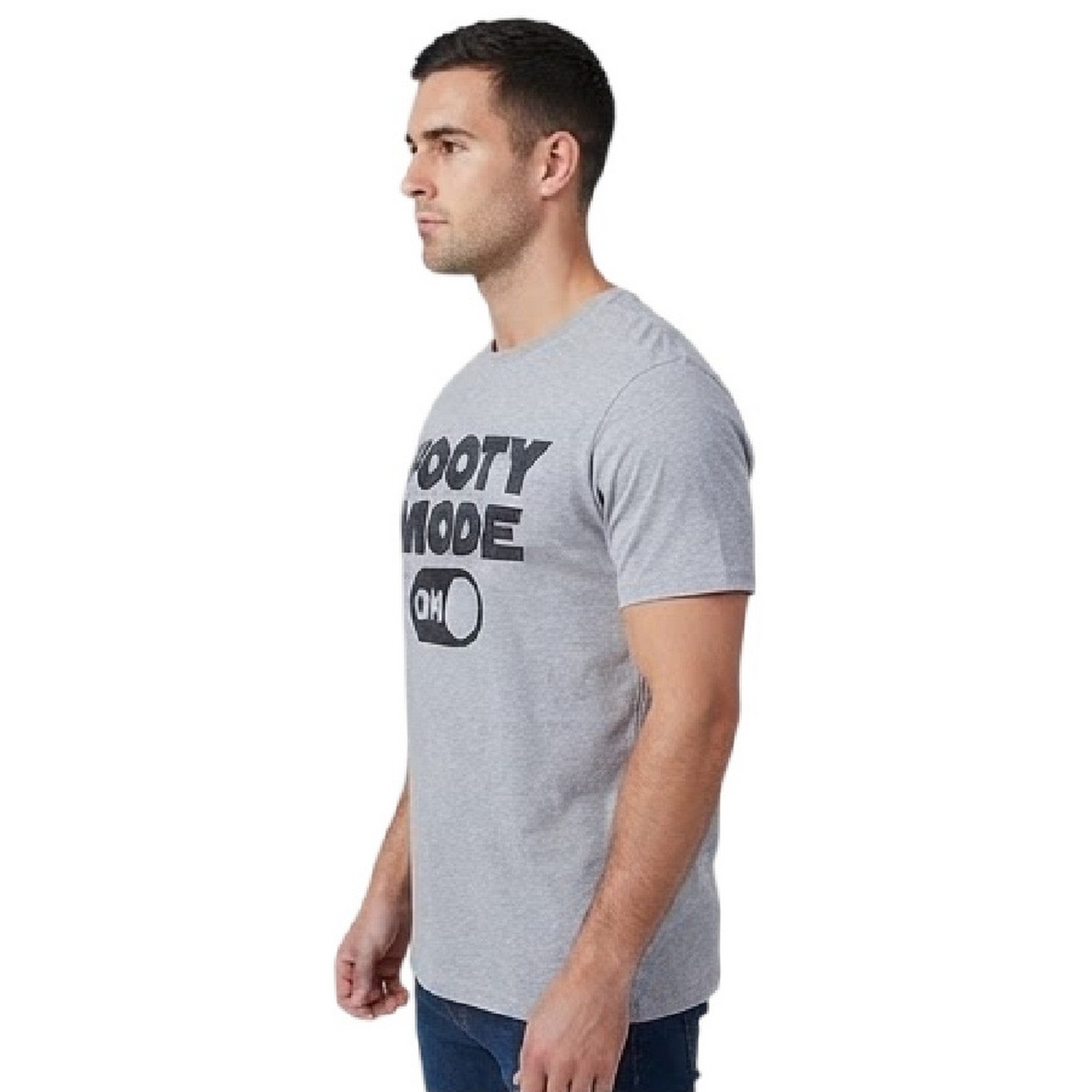 Grey - Back - AWD Mens Footy Mode On T-Shirt