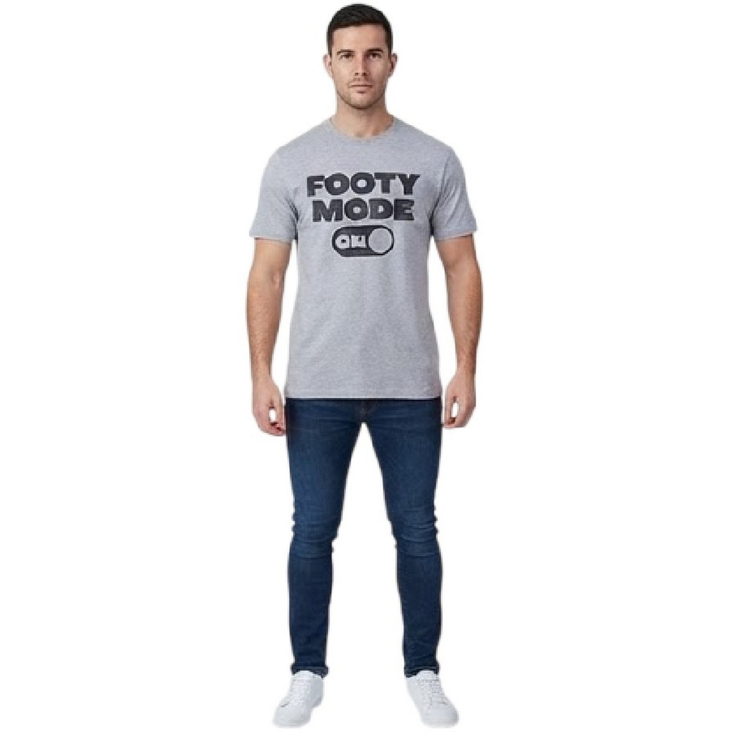 Grey - Side - AWD Mens Footy Mode On T-Shirt