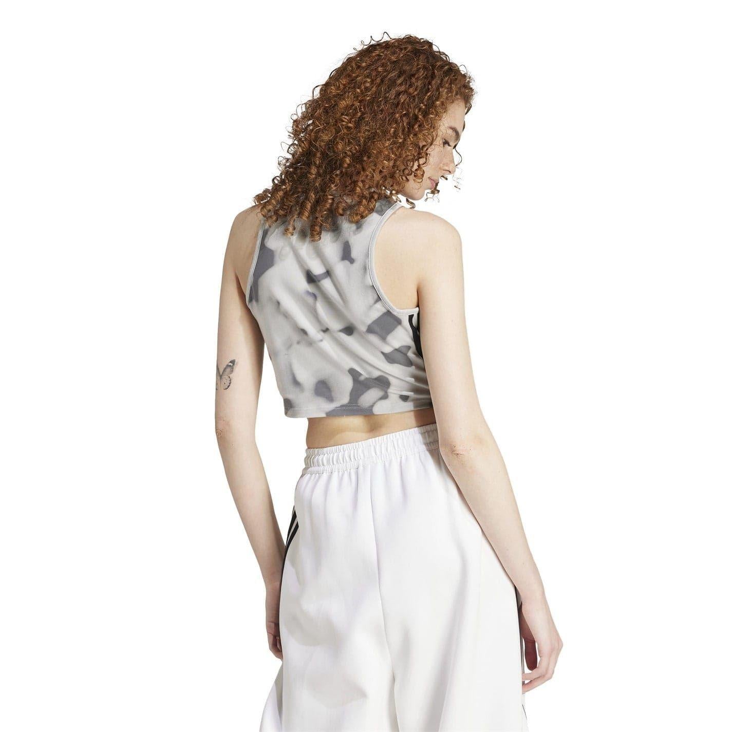 Grey - Back - Adidas Womens-Ladies Future Icons 3 Stripes Tank Top