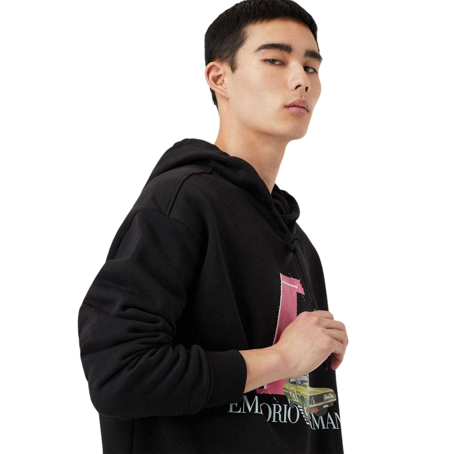 Black - Side - Emporio Armani EA7 Mens Car Hoodie