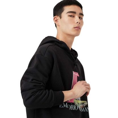 Black - Side - Emporio Armani EA7 Mens Car Hoodie