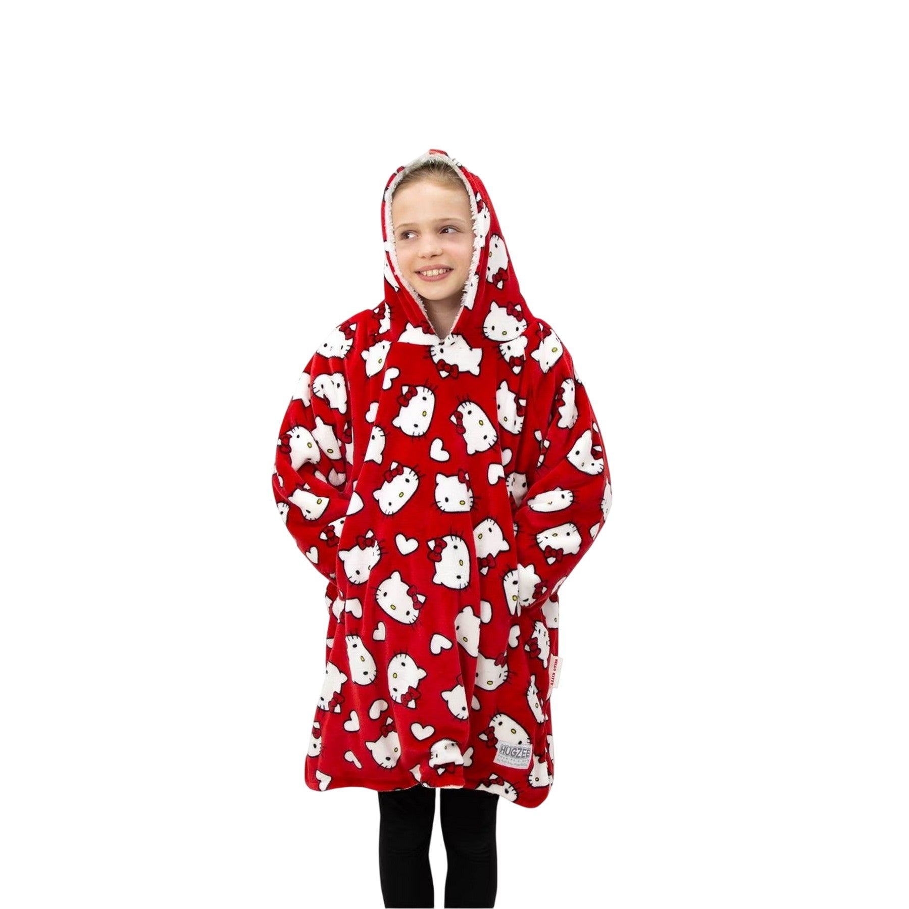 Red - Lifestyle - Hello Kitty Childrens-Kids Lovehearts Fleece Blanket Hoodie