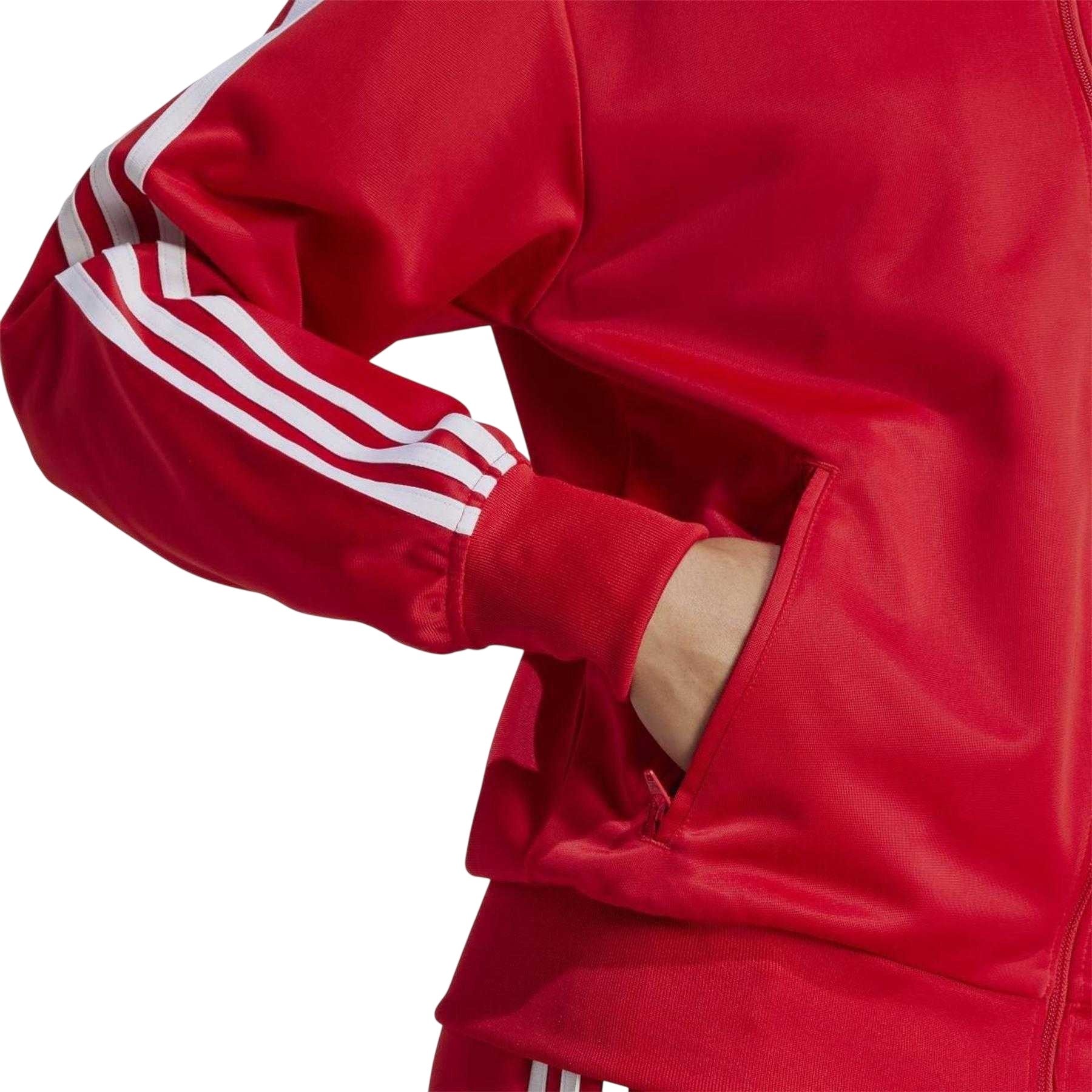 Red - Side - Adidas Womens-Ladies Firebird 3 Stripes Track Top