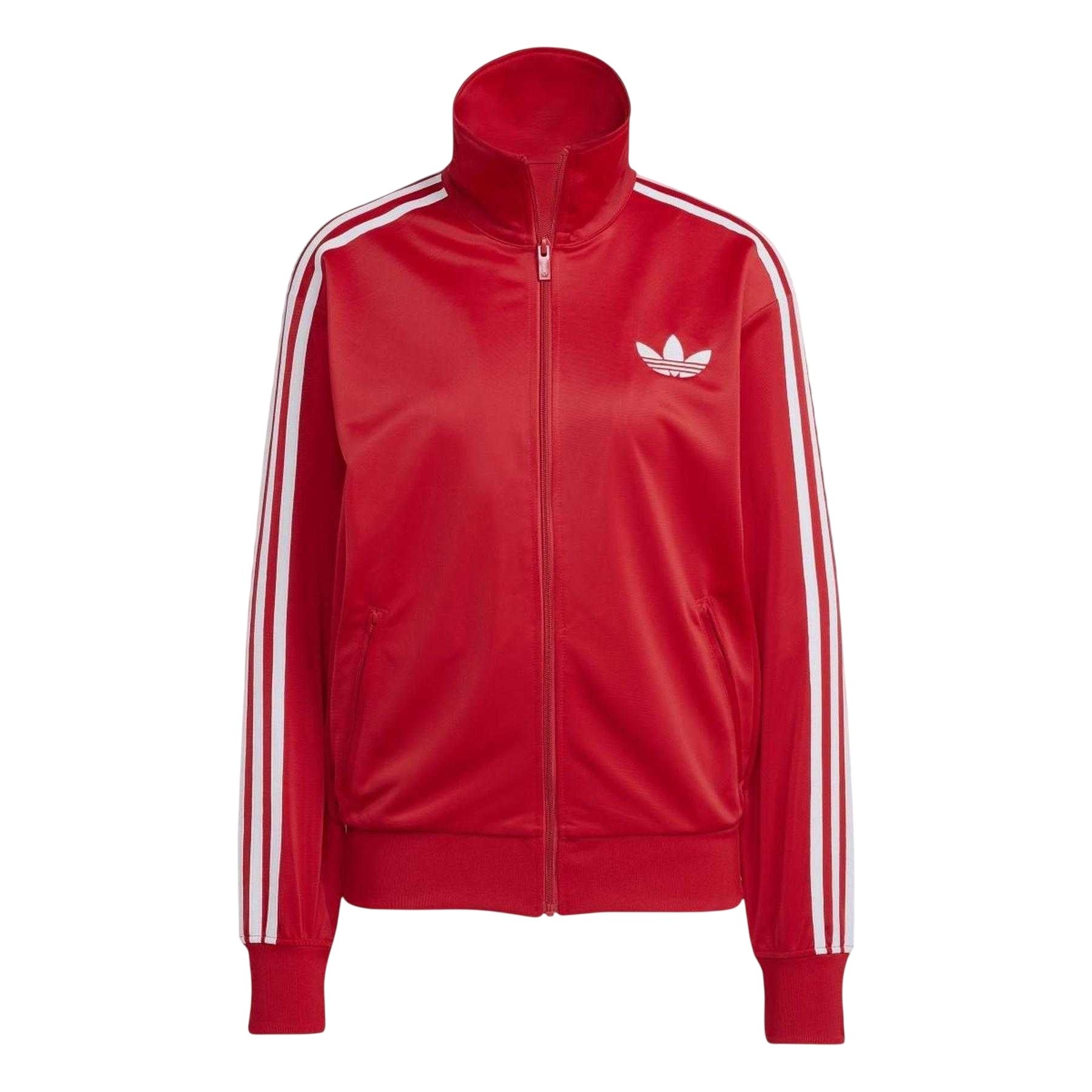 Red - Front - Adidas Womens-Ladies Firebird 3 Stripes Track Top