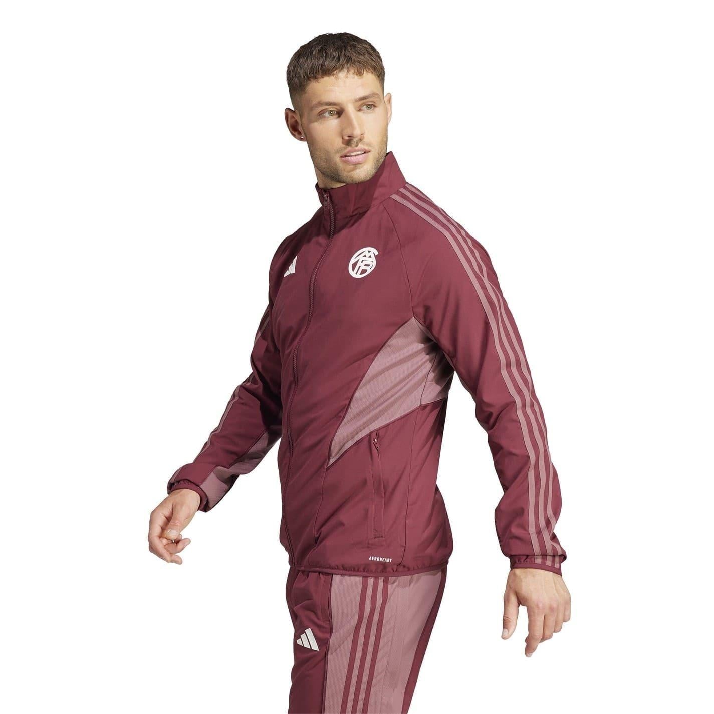 Red - Side - Adidas Mens FC Bayern Munich Slim Track Jacket