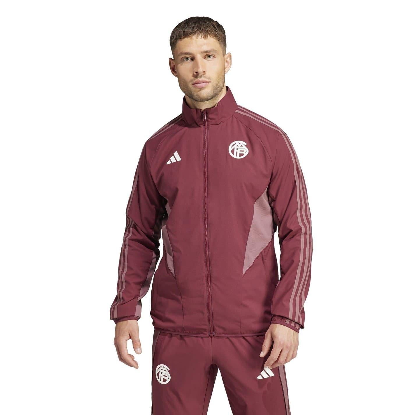 Red - Lifestyle - Adidas Mens FC Bayern Munich Slim Track Jacket
