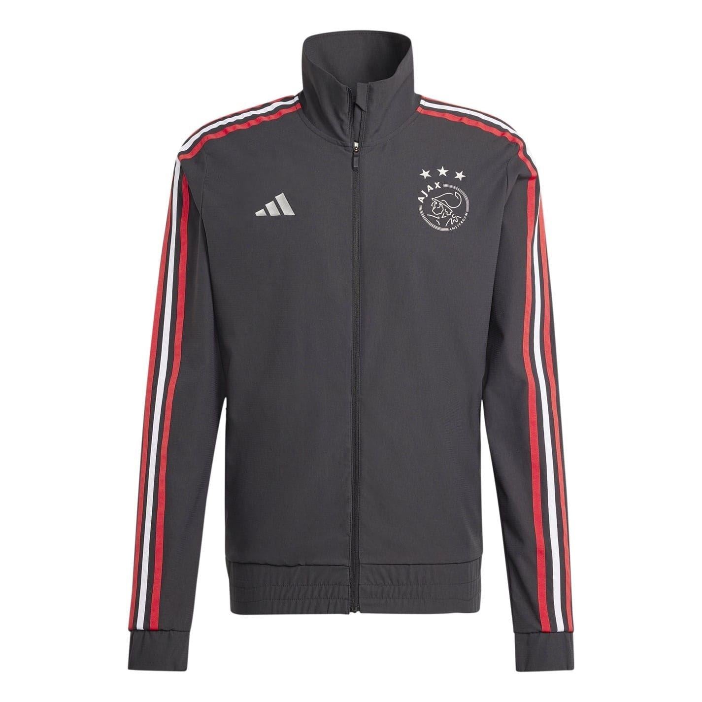 Black-Red-White - Front - Adidas Mens Ajax Amsterdam Track Jacket