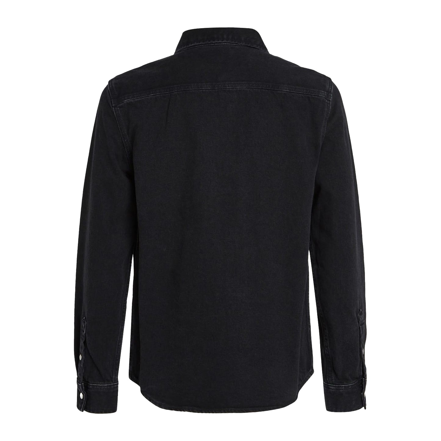 Black - Back - Calvin Klein Mens Patch Denim Logo Shirt