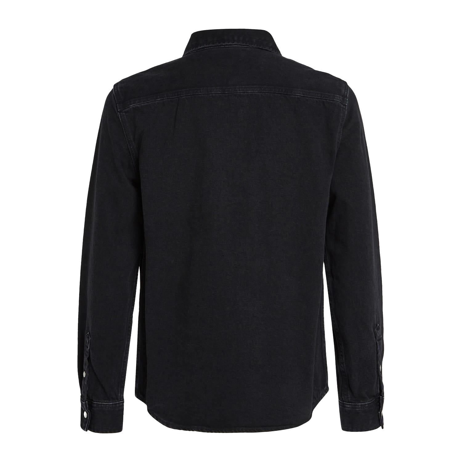 Black - Back - Calvin Klein Mens Patch Denim Logo Shirt