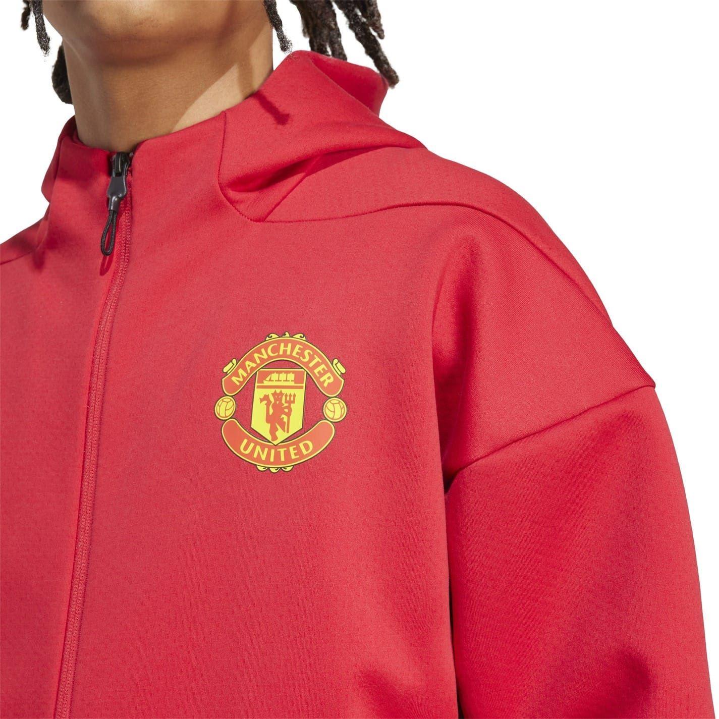 Red - Side - Adidas Mens 25-26 Manchester United FC Anthem Jacket