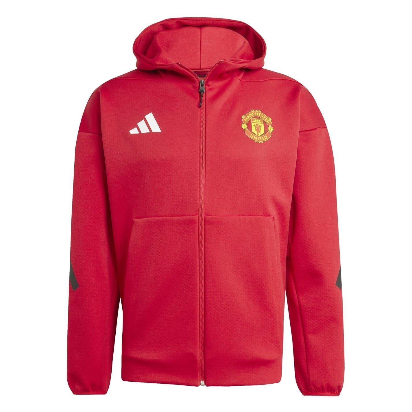 Red - Front - Adidas Mens 25-26 Manchester United FC Anthem Jacket