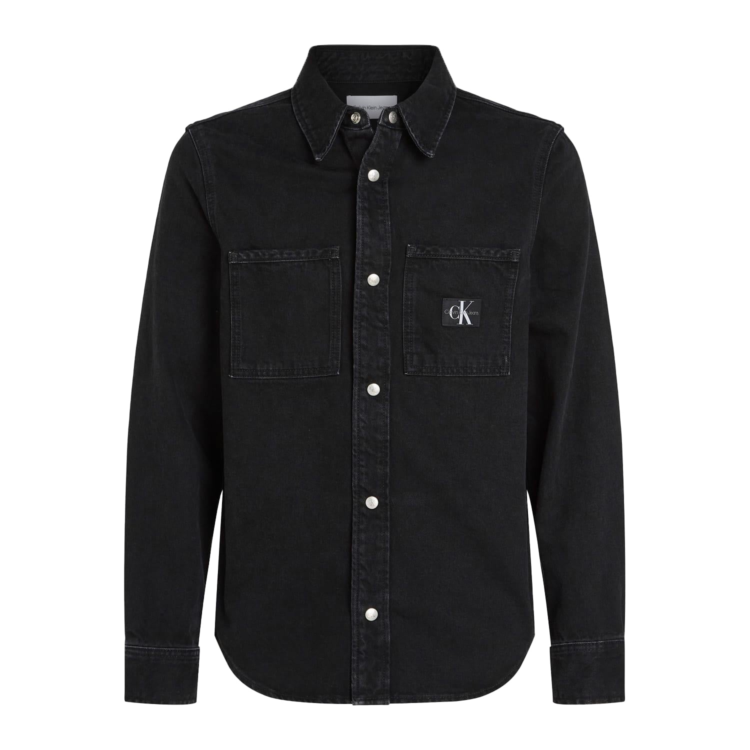 Black - Front - Calvin Klein Mens Patch Denim Logo Shirt