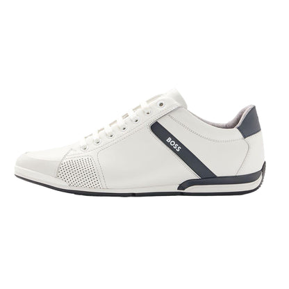 White - Side - Boss Mens Saturn Low Cut Trainers