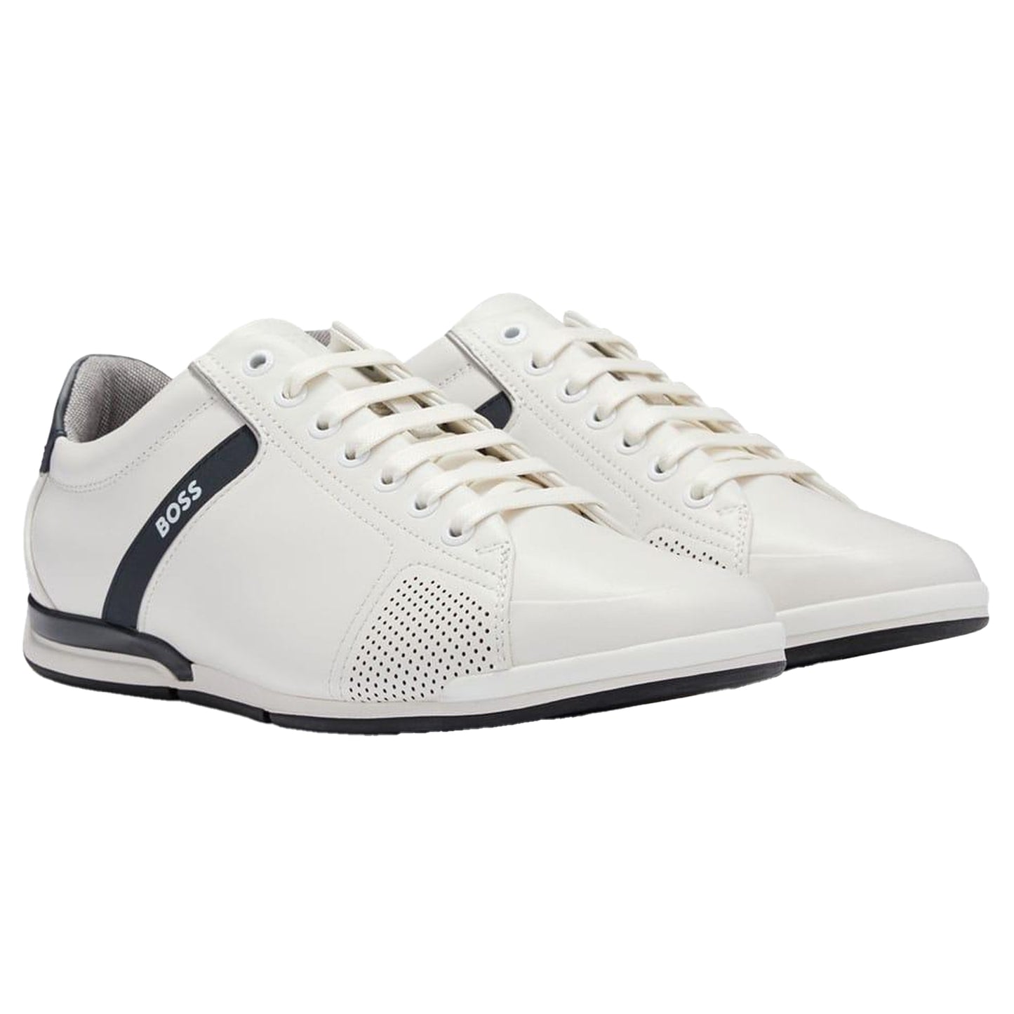 White - Front - Boss Mens Saturn Low Cut Trainers