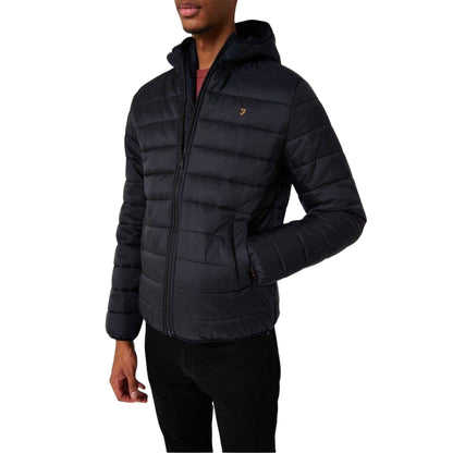 Deep Black - Side - Farah Mens Logo Long-Sleeved Padded Jacket
