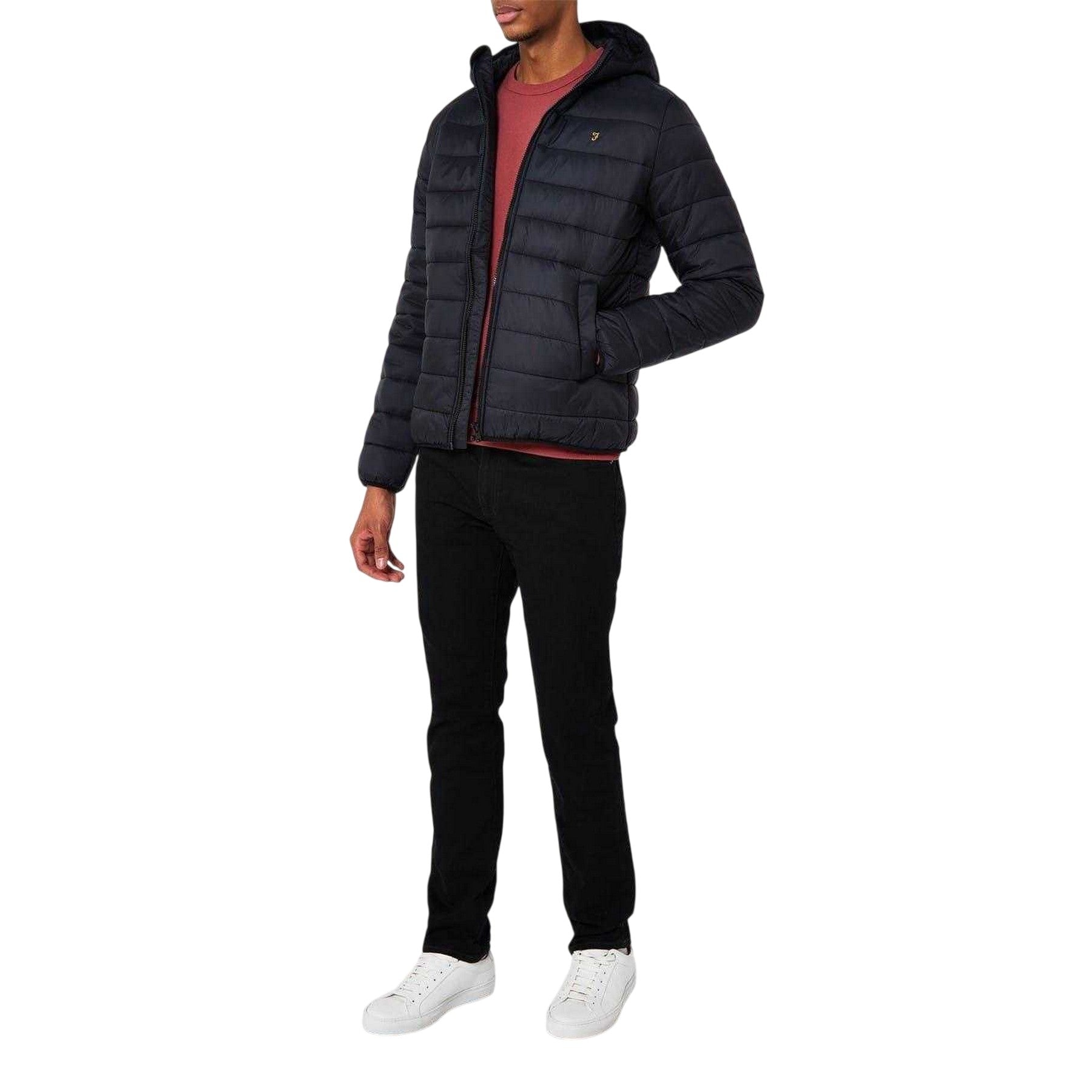 Deep Black - Lifestyle - Farah Mens Logo Long-Sleeved Padded Jacket