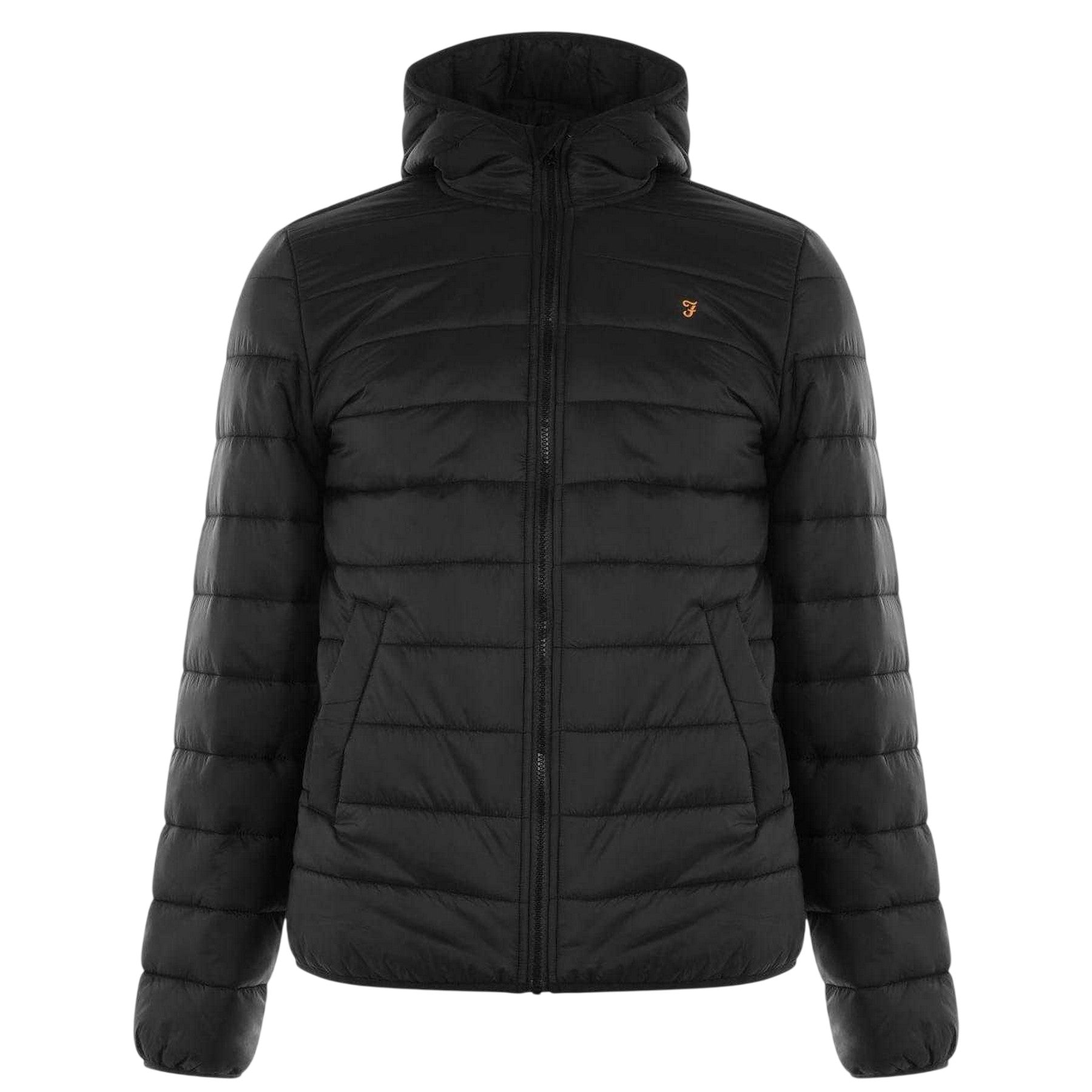 Deep Black - Front - Farah Mens Logo Long-Sleeved Padded Jacket