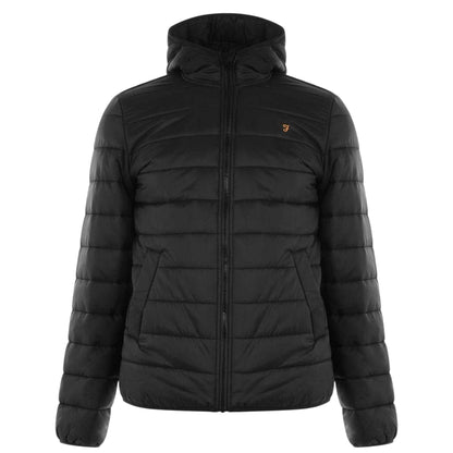 Deep Black - Front - Farah Mens Logo Long-Sleeved Padded Jacket