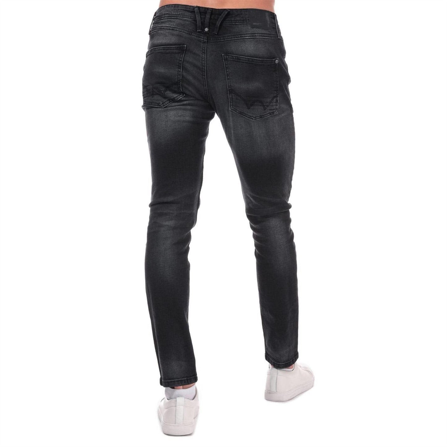 Black - Back - Duck and Cover Mens Maylead Cotton Denim Faded Slim Jeans