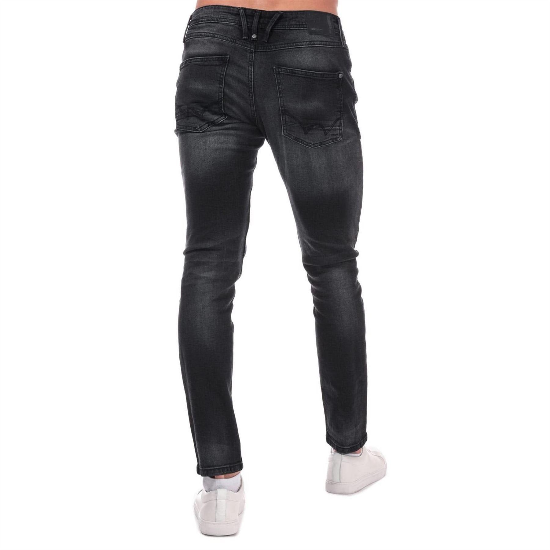 Black - Back - Duck and Cover Mens Maylead Cotton Denim Faded Slim Jeans