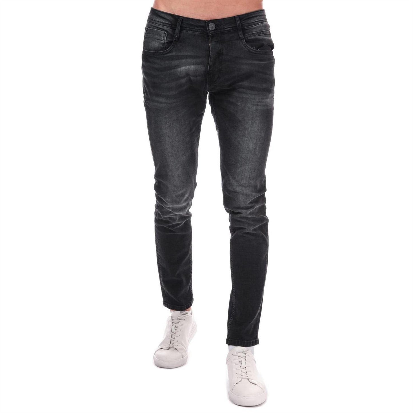 Black - Front - Duck and Cover Mens Maylead Cotton Denim Faded Slim Jeans