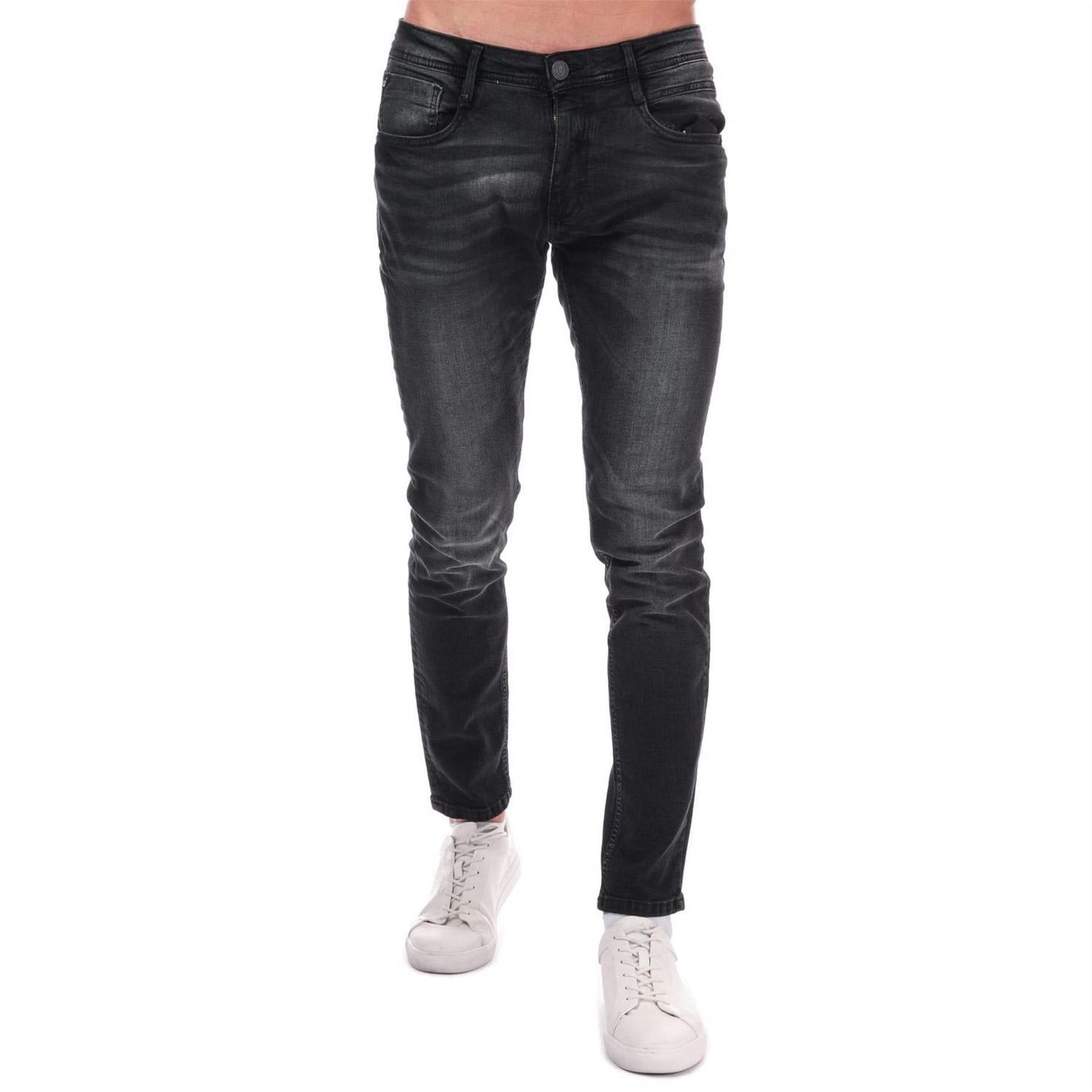 Black - Front - Duck and Cover Mens Maylead Cotton Denim Faded Slim Jeans