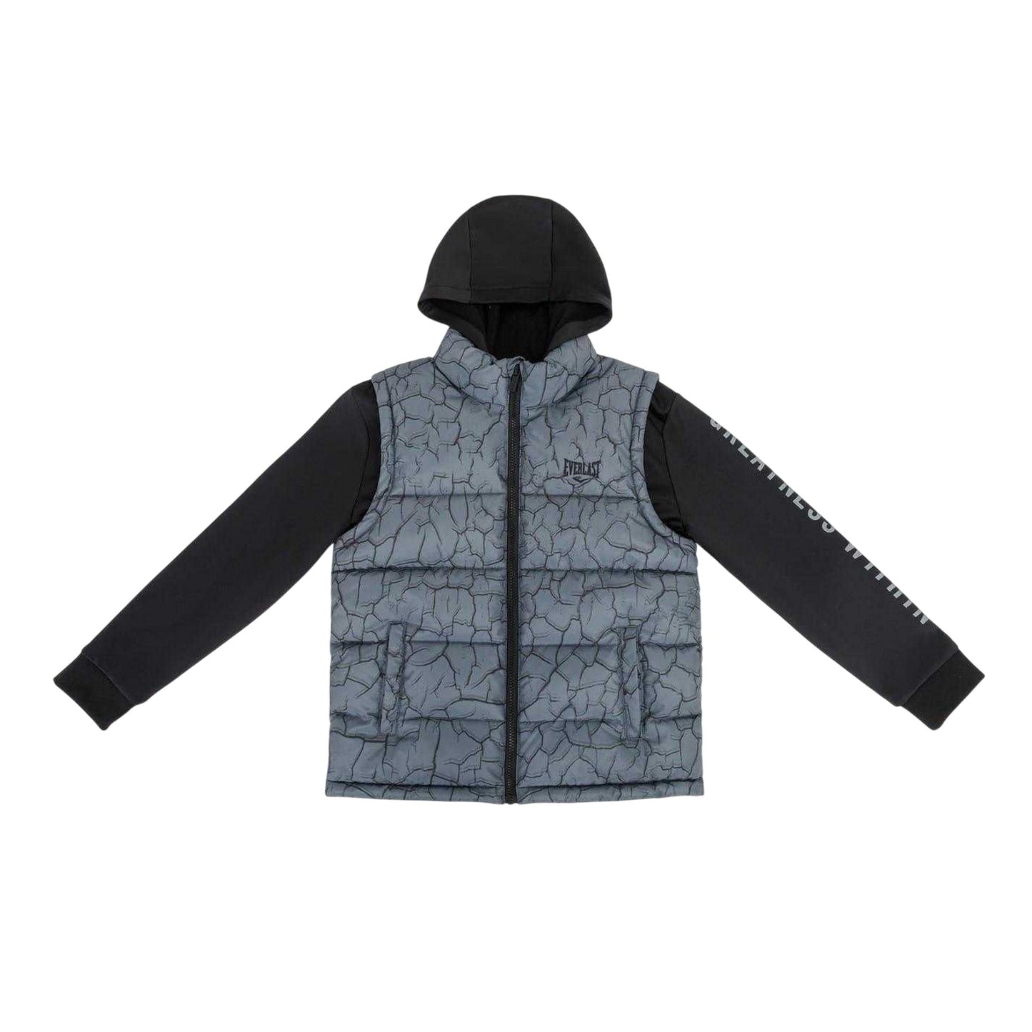 Charcoal - Front - Everlast Boys Cracked Effect Hybrid Jacket