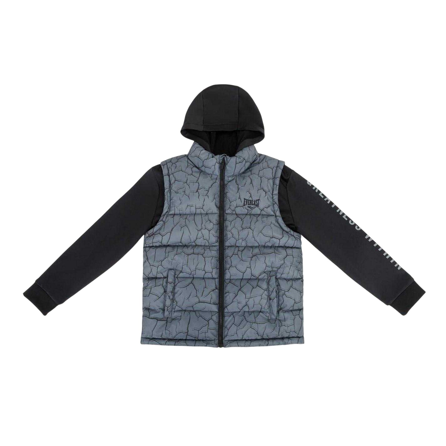 Charcoal - Front - Everlast Boys Cracked Effect Hybrid Jacket