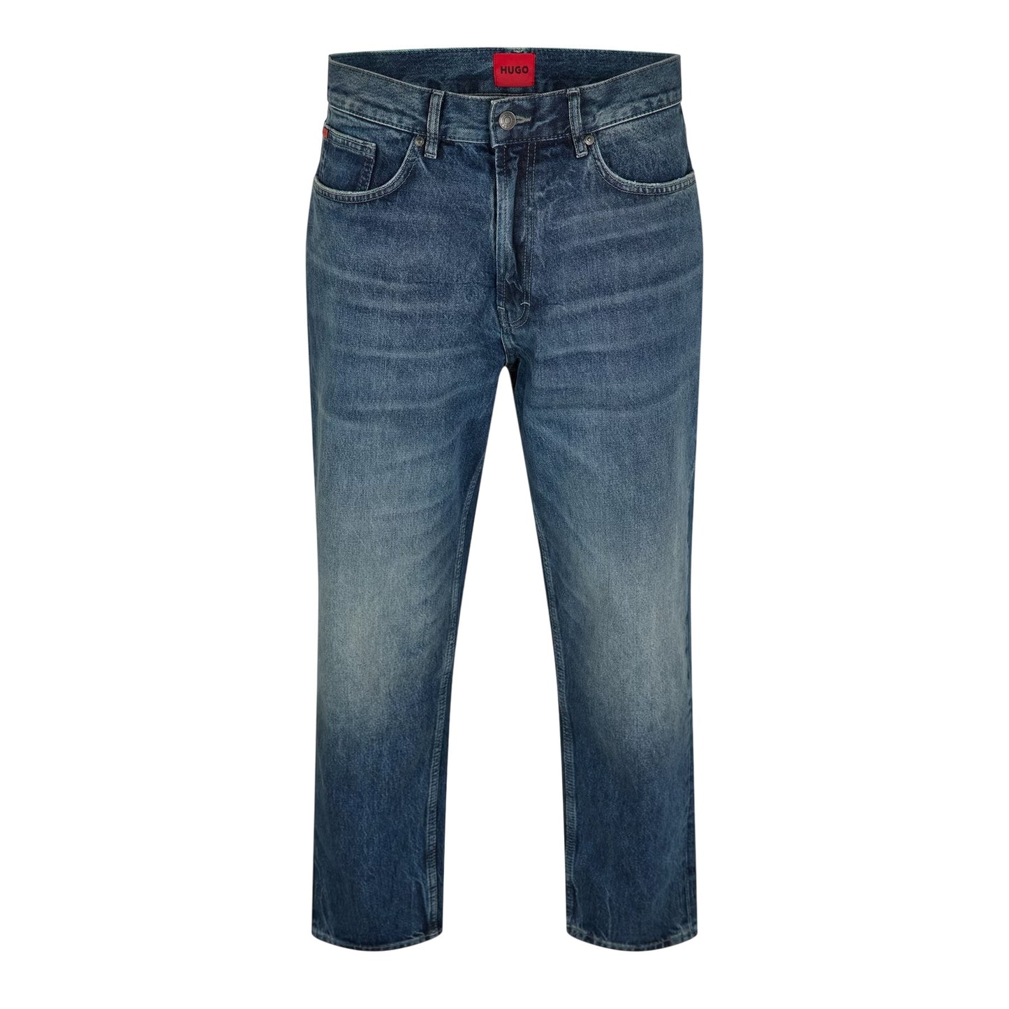 Navy - Front - Hugo Mens Denim Faded Jeans