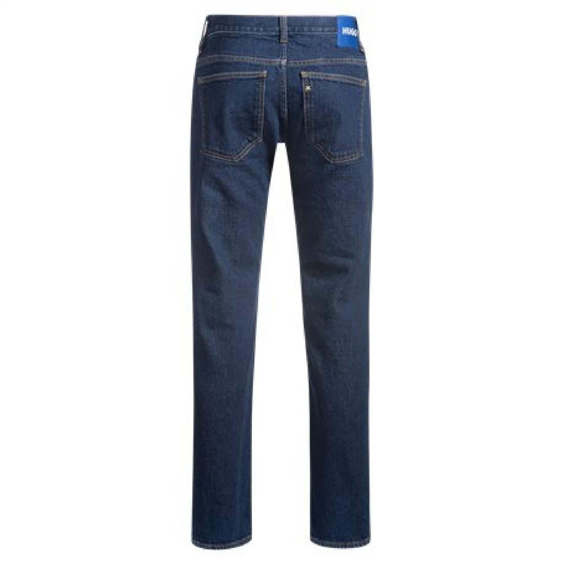 Blue - Back - Hugo Mens Ash Stretch-Cotton Denim Slim Jeans