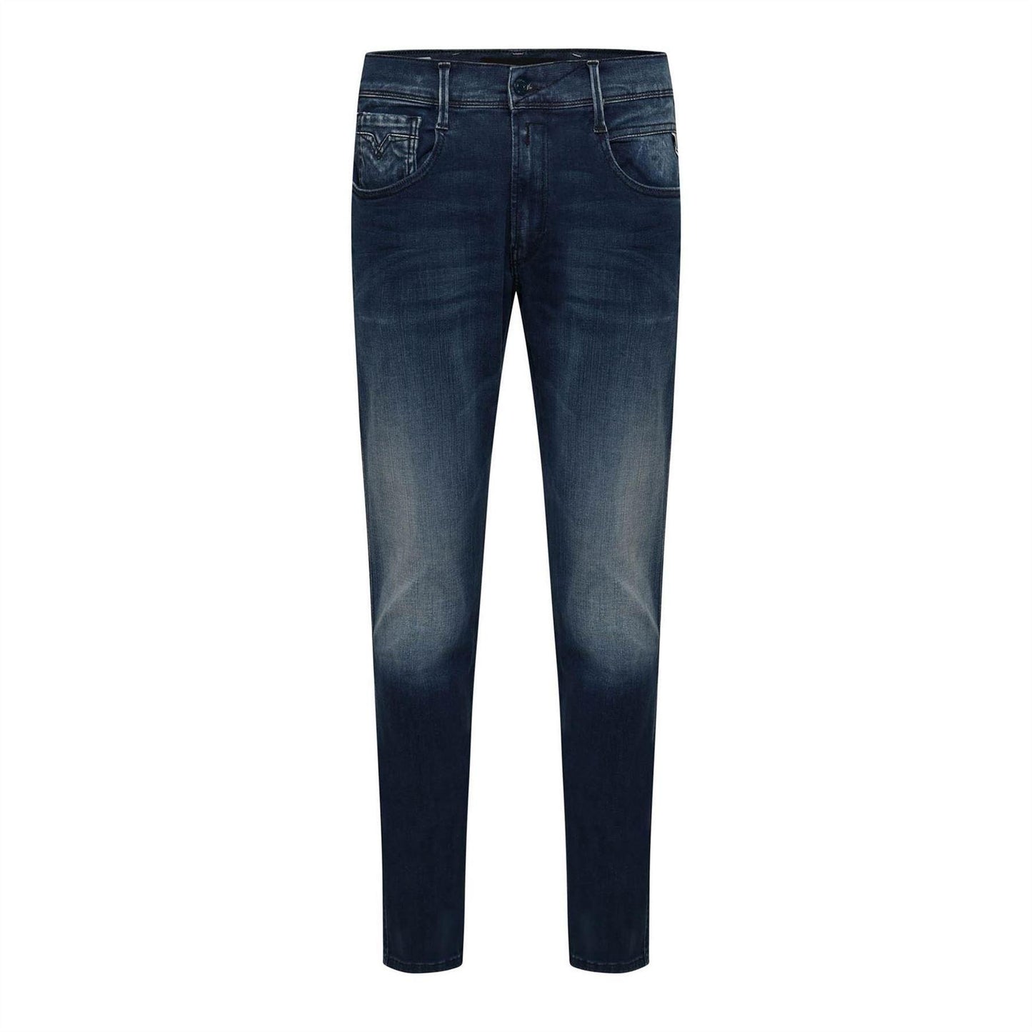 Blue - Front - Replay Mens Anbass Cotton Blend Slim Jeans