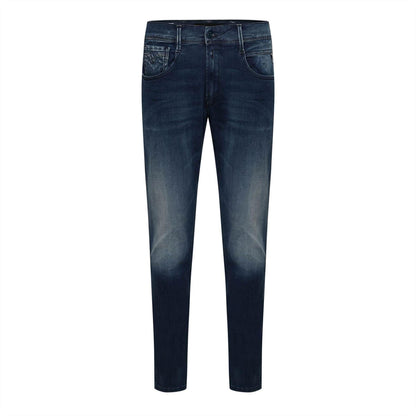 Blue - Front - Replay Mens Anbass Cotton Blend Slim Jeans