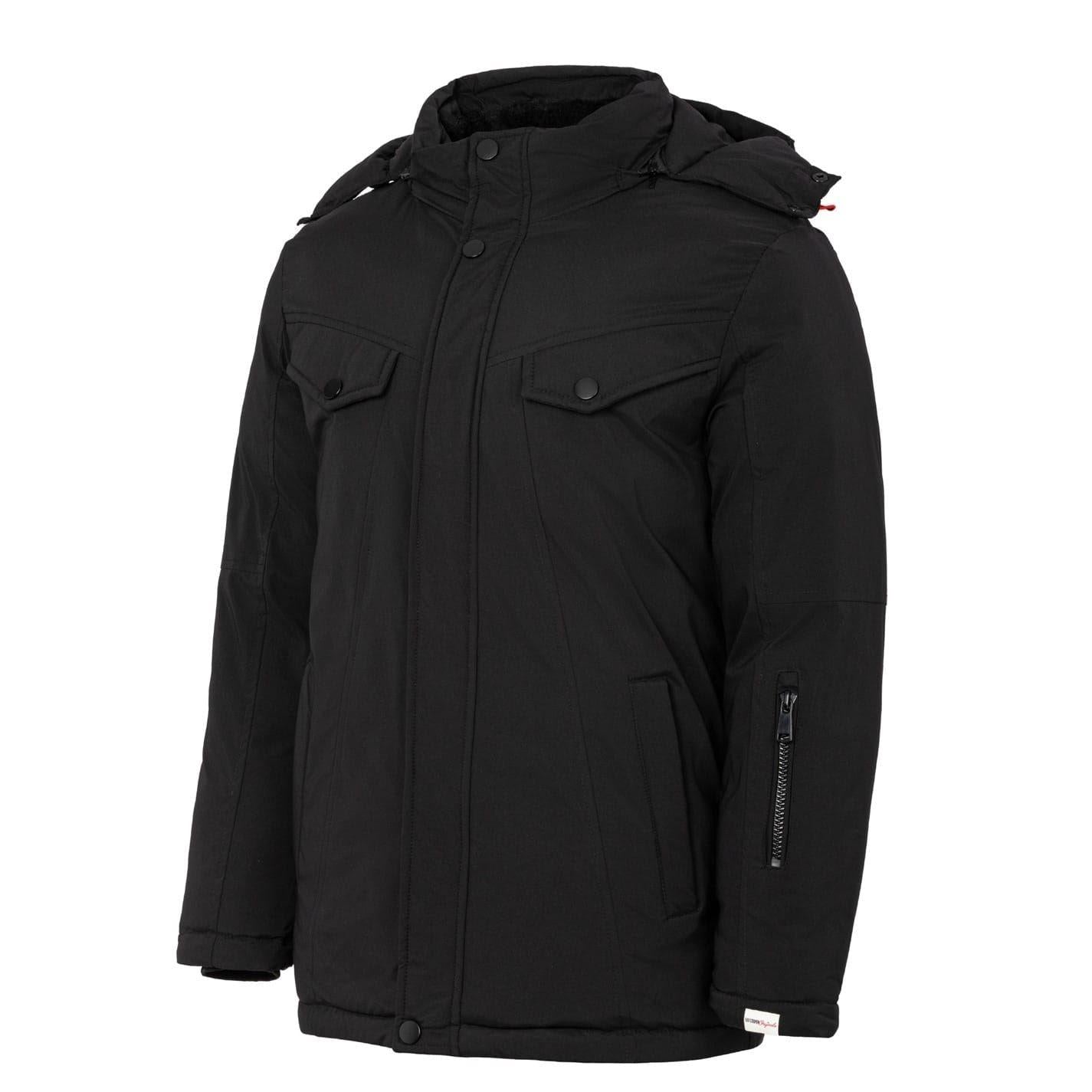 Black - Side - Lee Cooper Mens Hooded Puffer Jacket