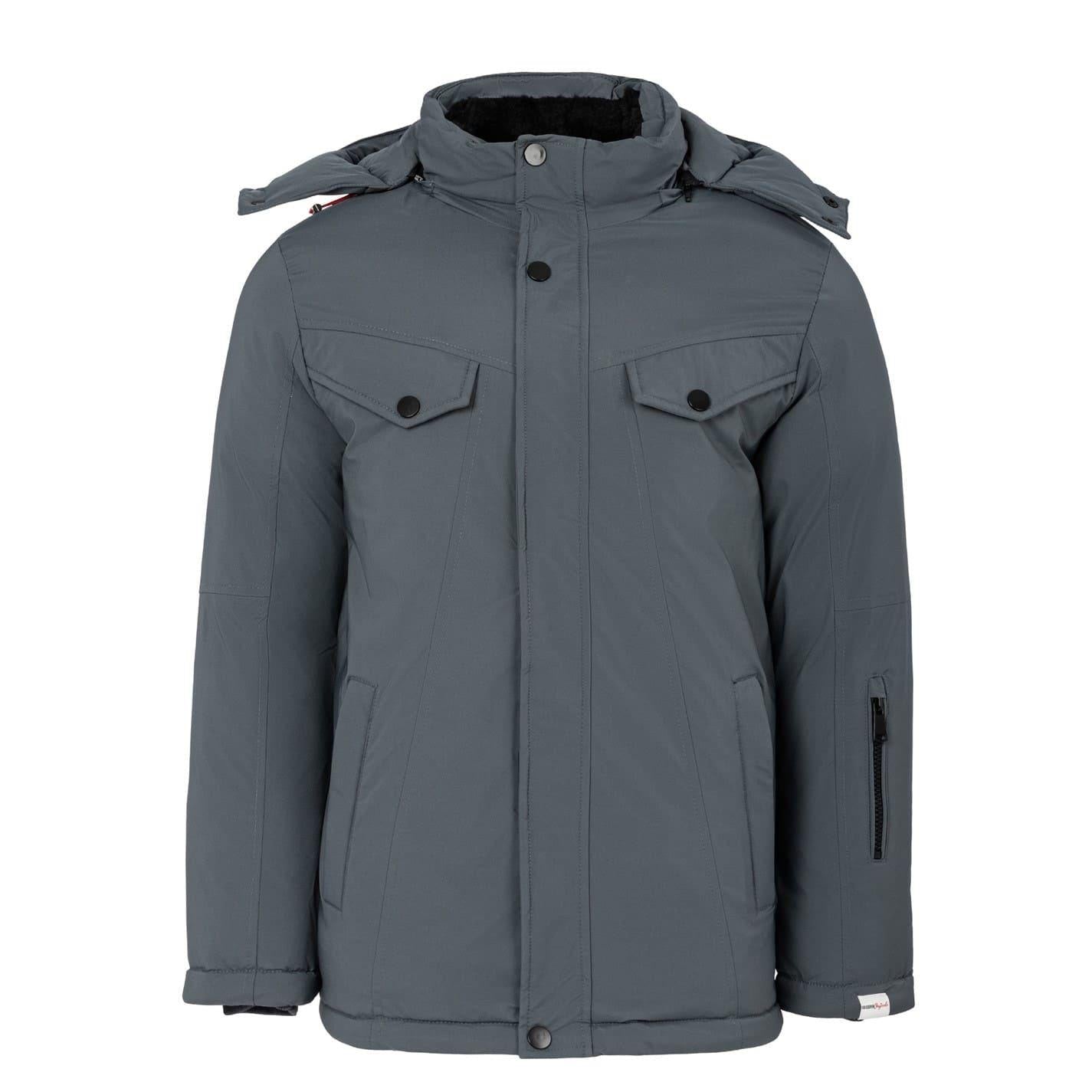 Grey - Front - Lee Cooper Mens Hooded Puffer Jacket