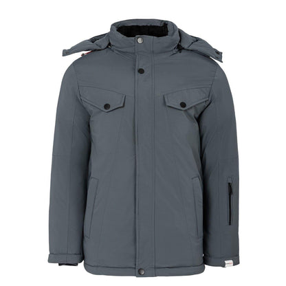 Grey - Front - Lee Cooper Mens Hooded Puffer Jacket