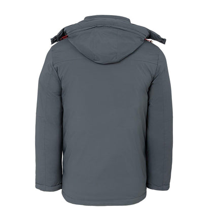 Grey - Back - Lee Cooper Mens Hooded Puffer Jacket