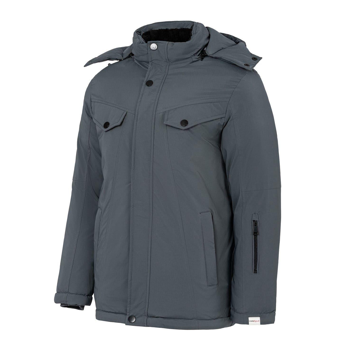 Grey - Side - Lee Cooper Mens Hooded Puffer Jacket