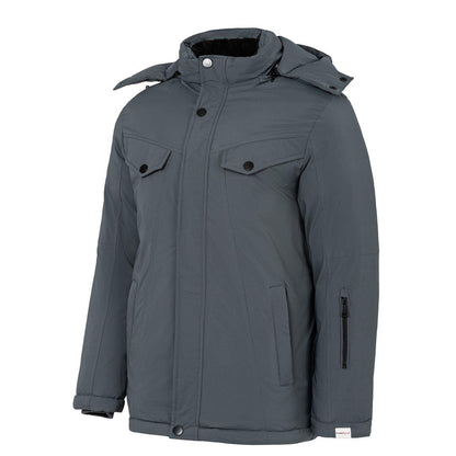 Grey - Side - Lee Cooper Mens Hooded Puffer Jacket