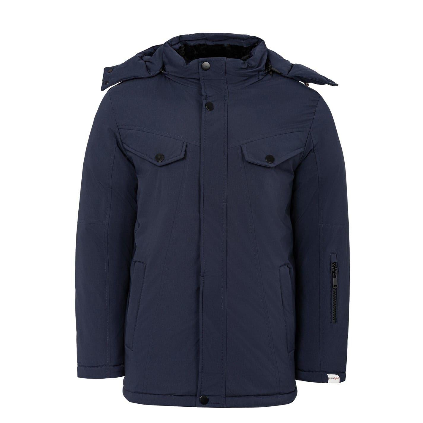 Navy - Front - Lee Cooper Mens Hooded Puffer Jacket