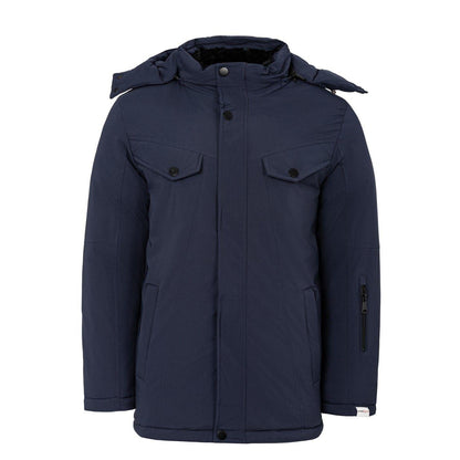Navy - Front - Lee Cooper Mens Hooded Puffer Jacket