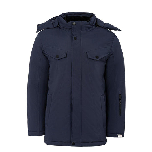 Navy - Front - Lee Cooper Mens Hooded Puffer Jacket