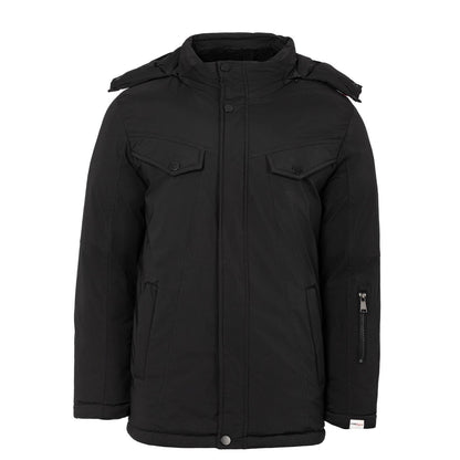 Black - Front - Lee Cooper Mens Hooded Puffer Jacket