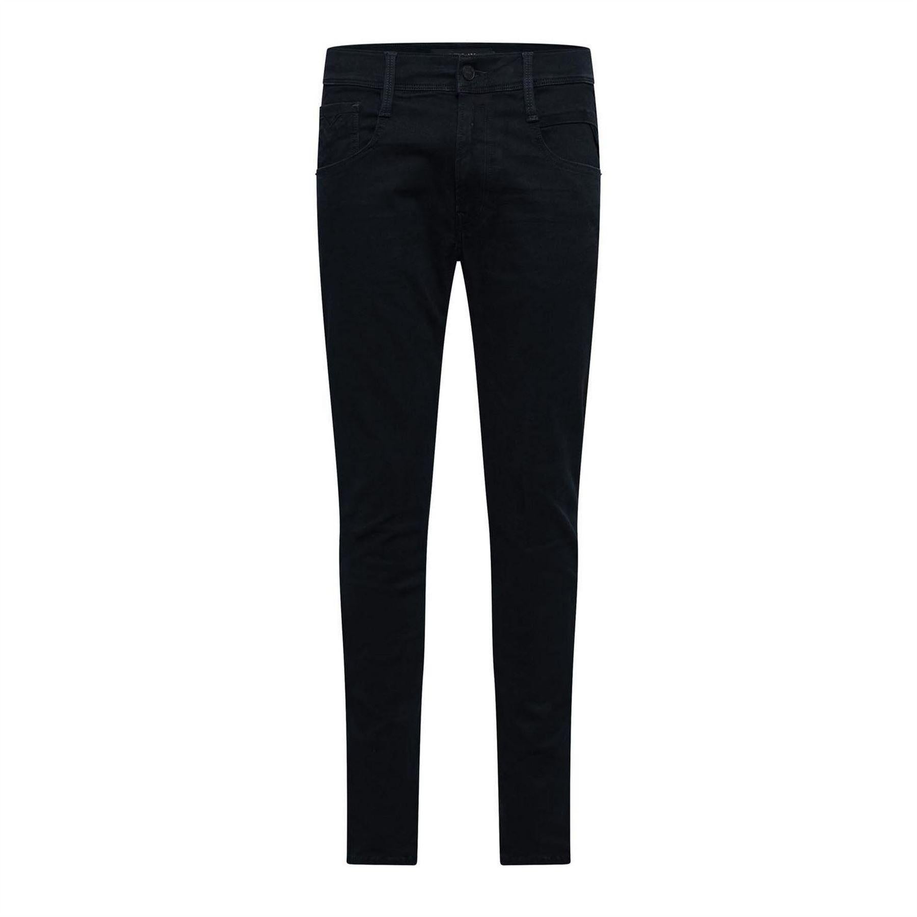 Blue - Front - Replay Mens Anbass Cotton Blend Slim Jeans