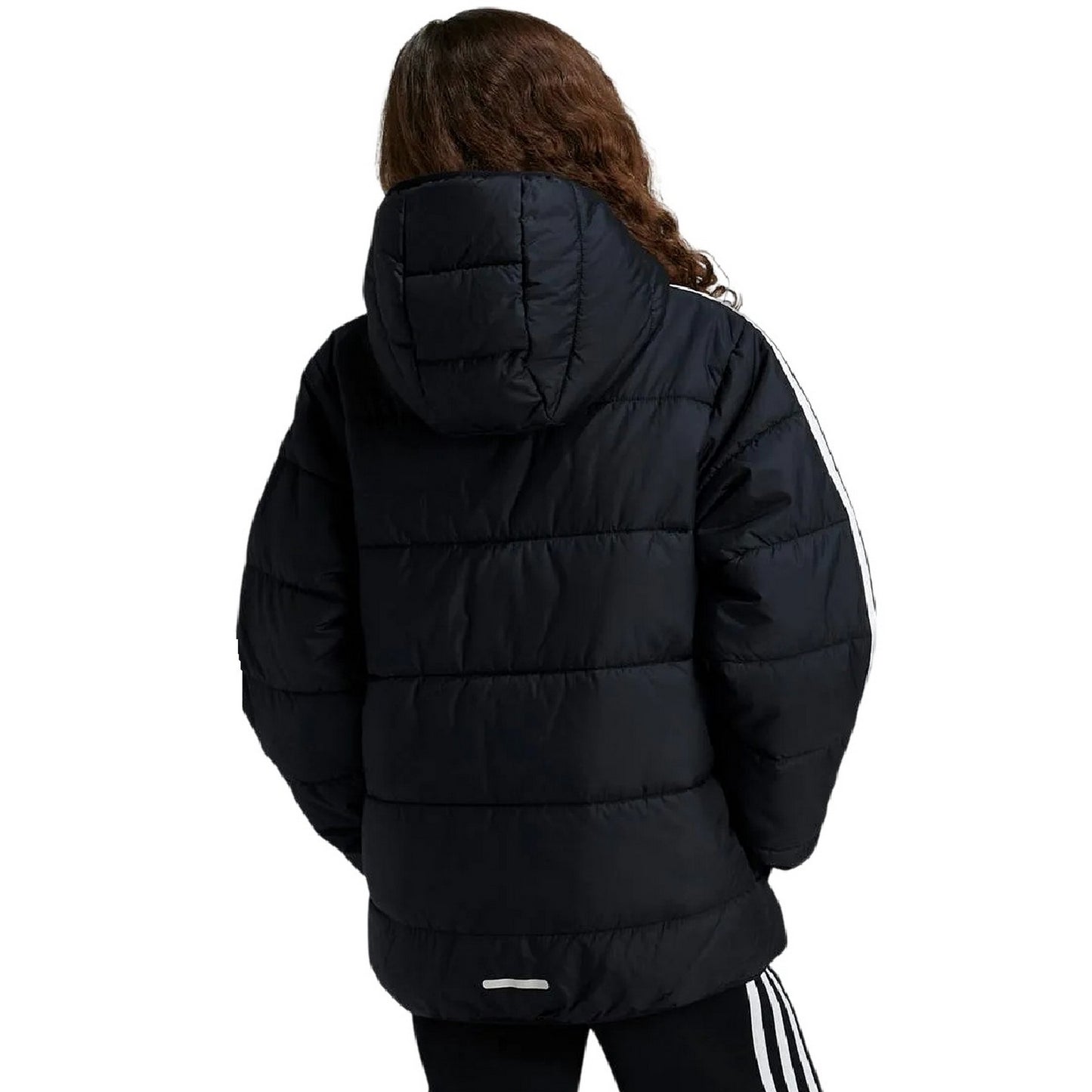 Black-White - Back - Adidas Childrens-Kids Essentials 3 Stripes Hooded Jacket