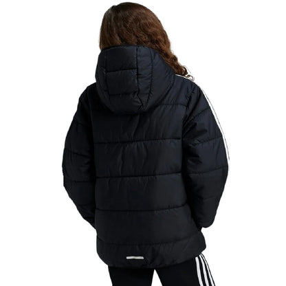 Black-White - Back - Adidas Childrens-Kids Essentials 3 Stripes Hooded Jacket