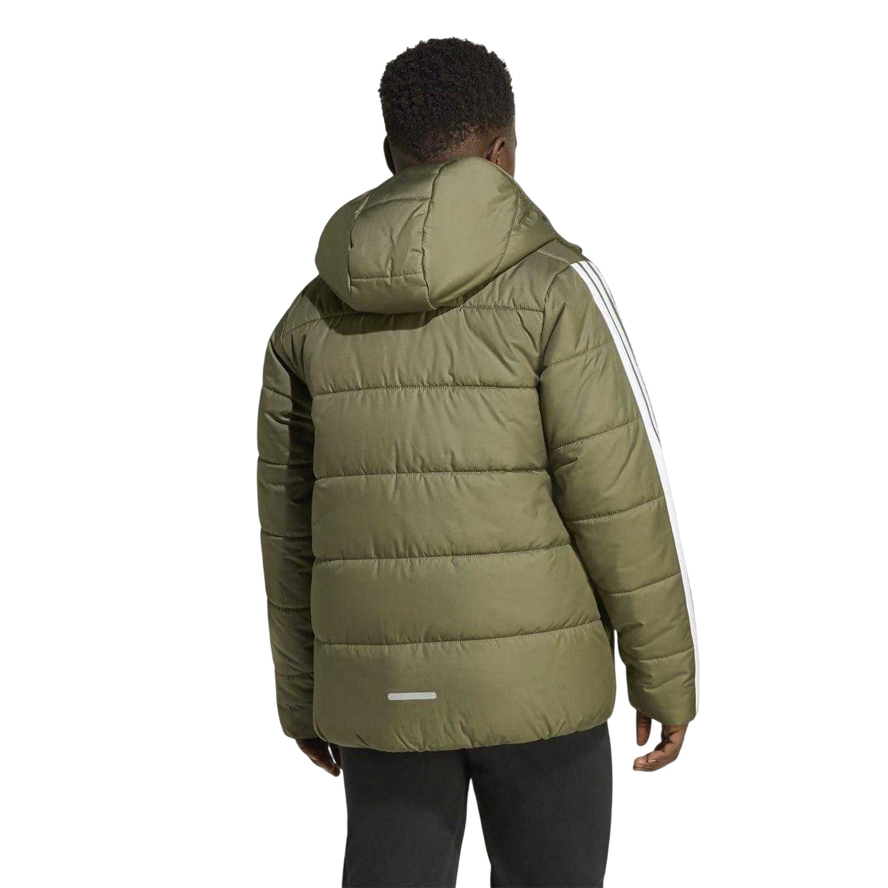 Khaki - Back - Adidas Childrens-Kids Essentials 3 Stripes Hooded Jacket