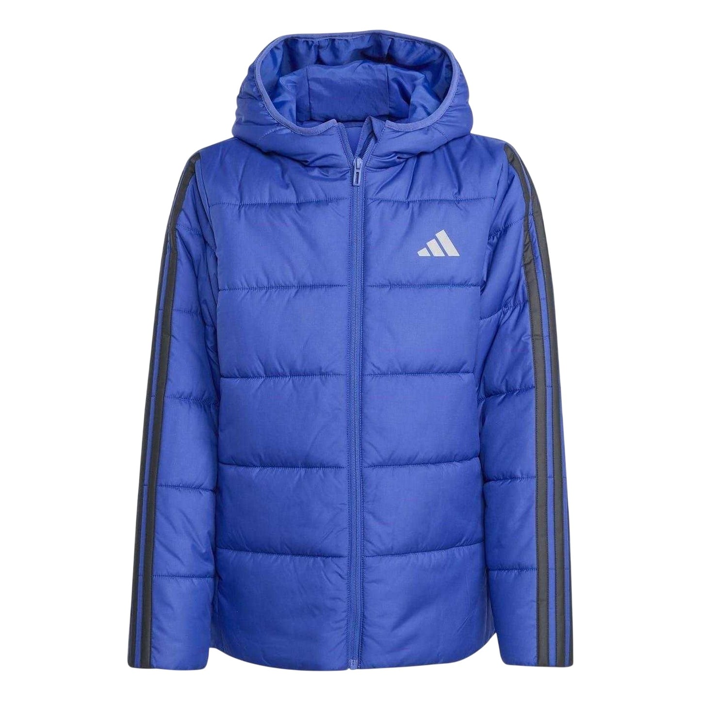 Blue-Black - Front - Adidas Childrens-Kids Essentials 3 Stripes Hooded Jacket